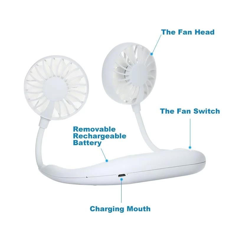 0875 Portable USB Battery Rechargeable Mini Fan - Headphone Design Wearable Neckband Fan 0875 Portable USB Battery Rechargeable Mini Fan - Headphone Design Wearable Neckband Fan